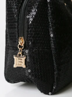 Laura Biagiotti Beauty case donna in tessuto con paillettes - nero