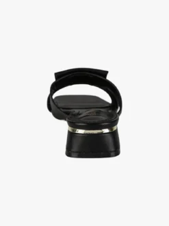 Laura Biagiotti ciabatte donna in vernice con tacco basso e fascia decorativa con logo - nero