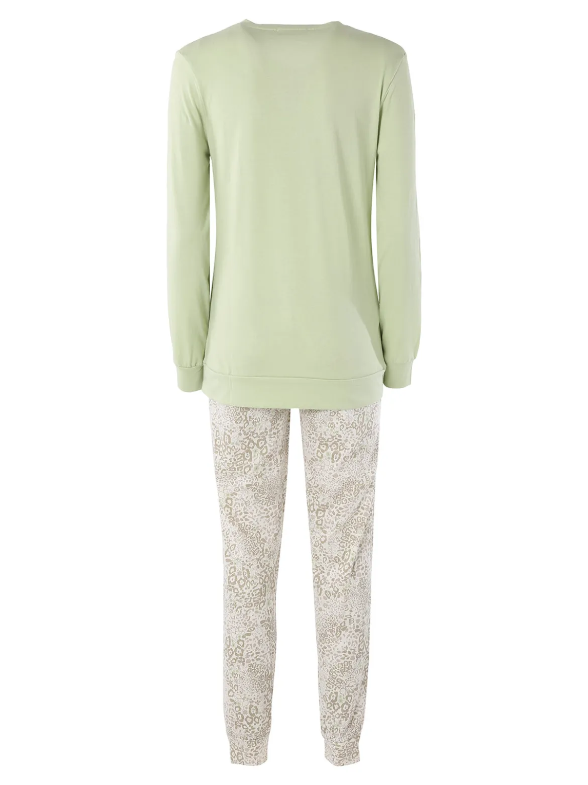 Laura Biagiotti Pigiama lungo da donna in cotone naturale con pantaloni a stampe - verde chiaro