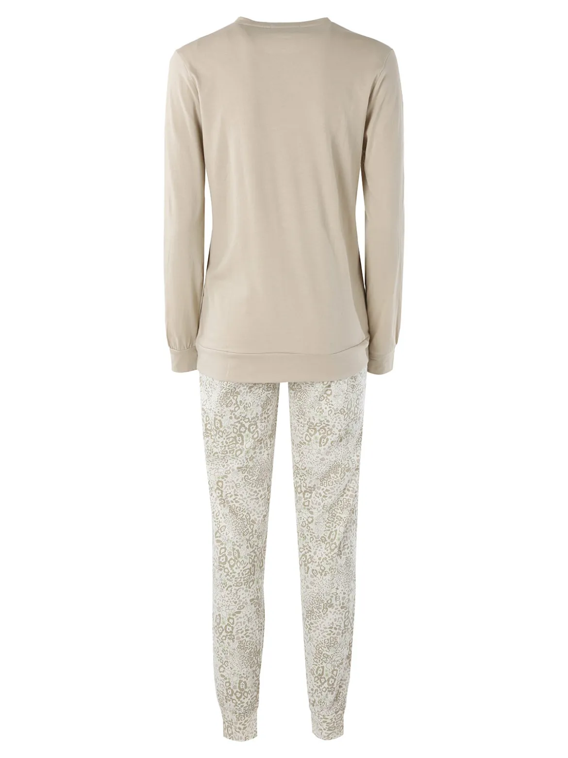 Laura Biagiotti Pigiama lungo da donna in cotone naturale con pantaloni a stampe - sabbia
