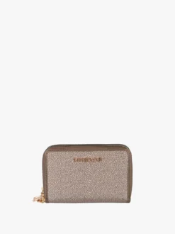 Laura Biagiotti Portafoglio donna con stampe e doppia tasca con zip - taupe
