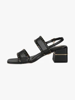 Laura Biagiotti Sandali donna con doppia fascia retata e tacco largo - nero