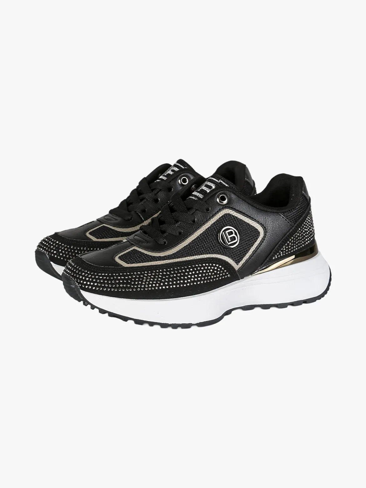Laura Biagiotti Sneakers donna stringata con micro borchie - nero