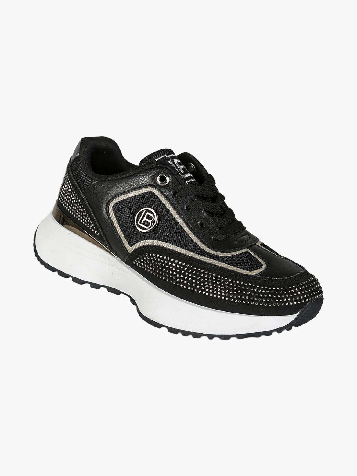 Laura Biagiotti Sneakers donna stringata con micro borchie - nero