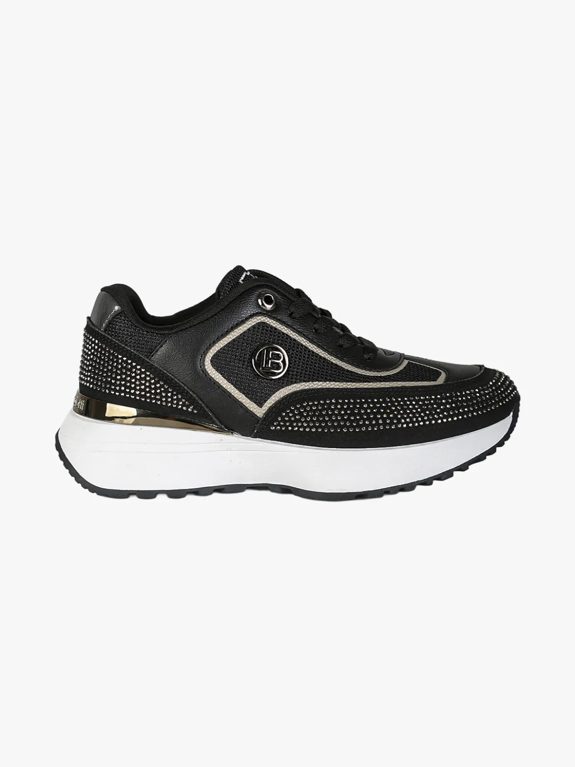 Laura Biagiotti Sneakers donna stringata con micro borchie - nero