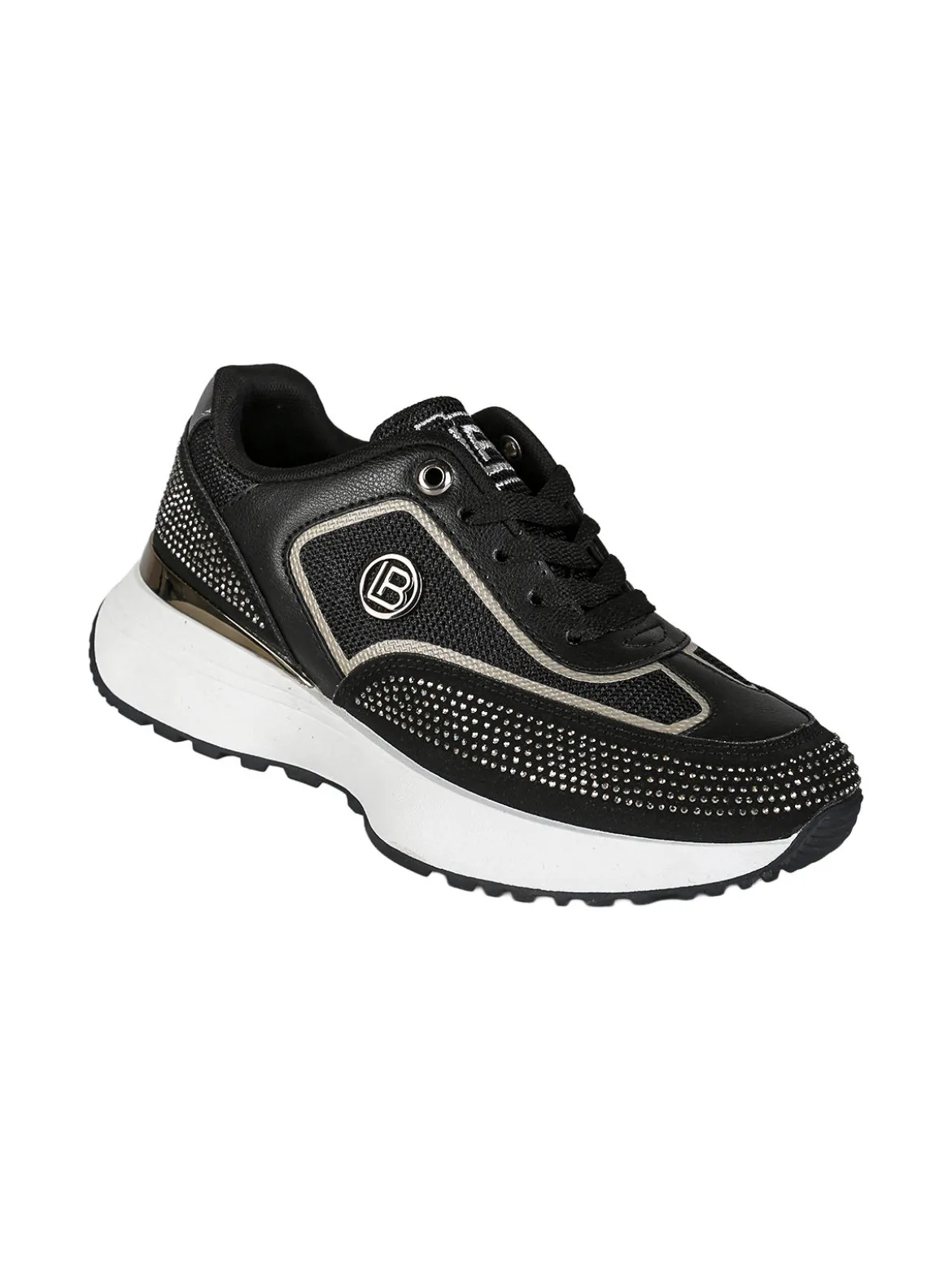 Laura Biagiotti Sneakers donna stringata con micro borchie - nero