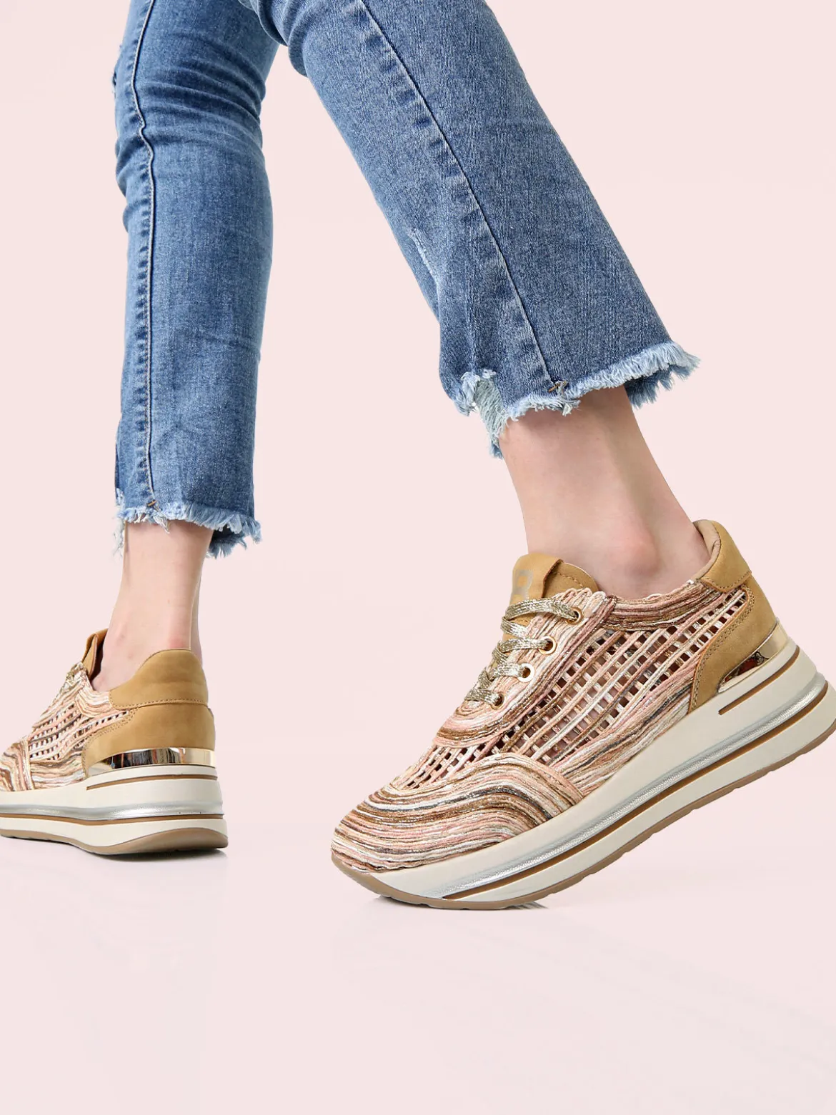 Laura Biagiotti Sneakers donna traforate con platform - oro