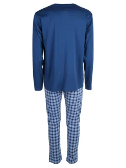Linea Ambro Pigiama aperto da uomo con pantaloni a quadri - blu