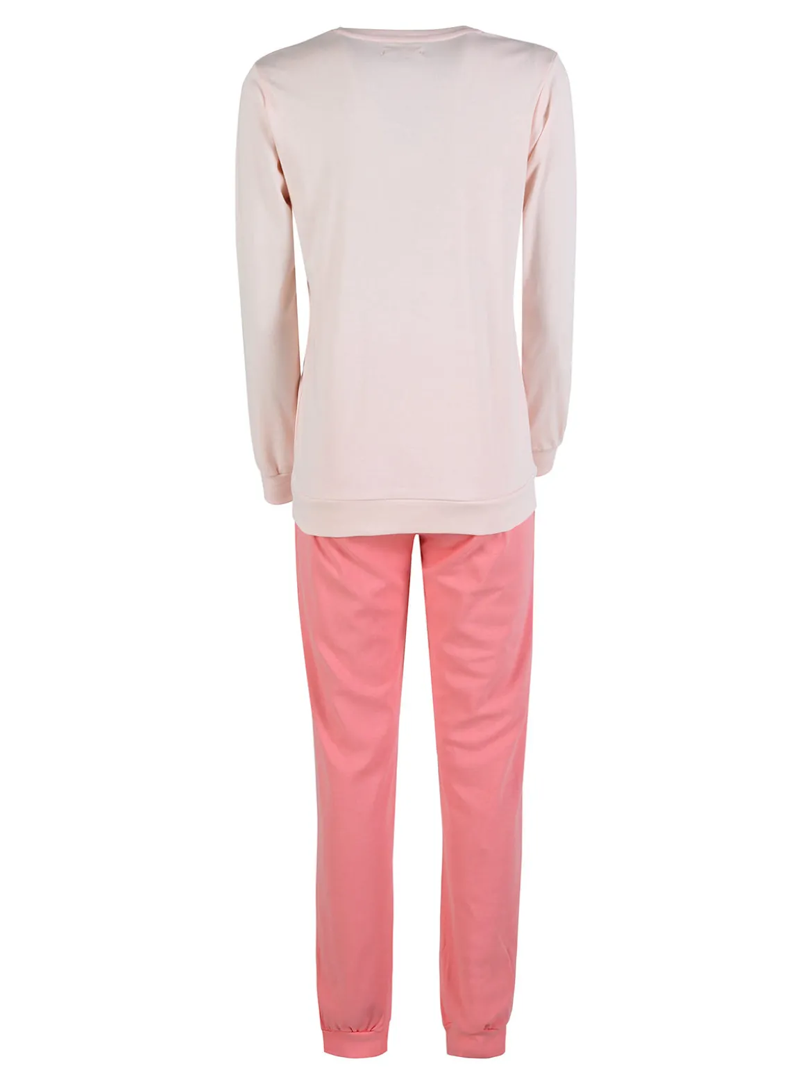 Linea Ambro Pigiama lungo da donna in cotone interlock - rosa