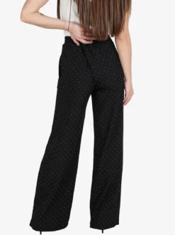 Lisa Style Pantaloni donna a gamba larga con strass