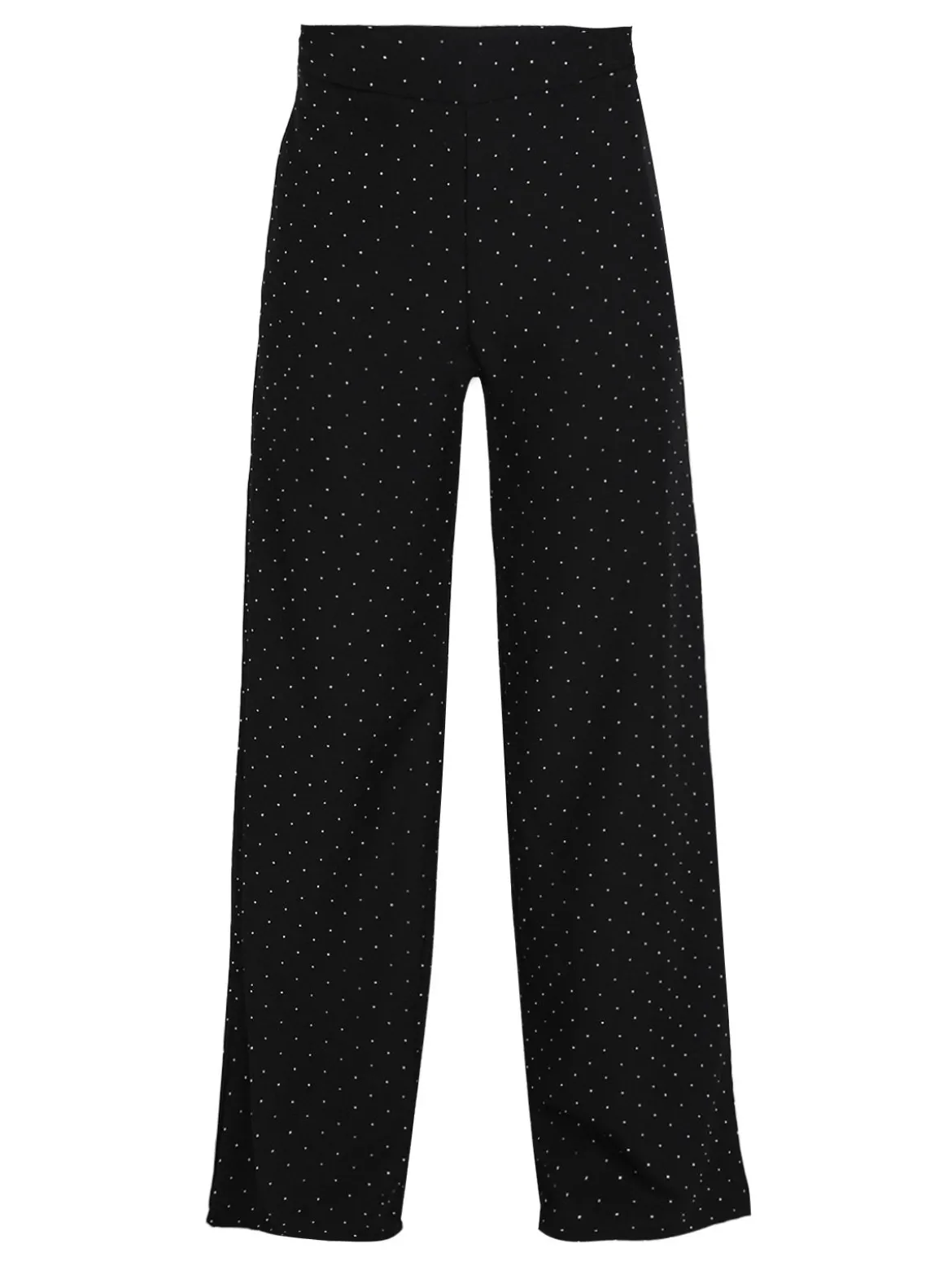 Lisa Style Pantaloni donna a gamba larga con strass