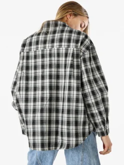 Lissimo Set 2 pezzi camicia oversize a quadri da donna con top coordinato - nero