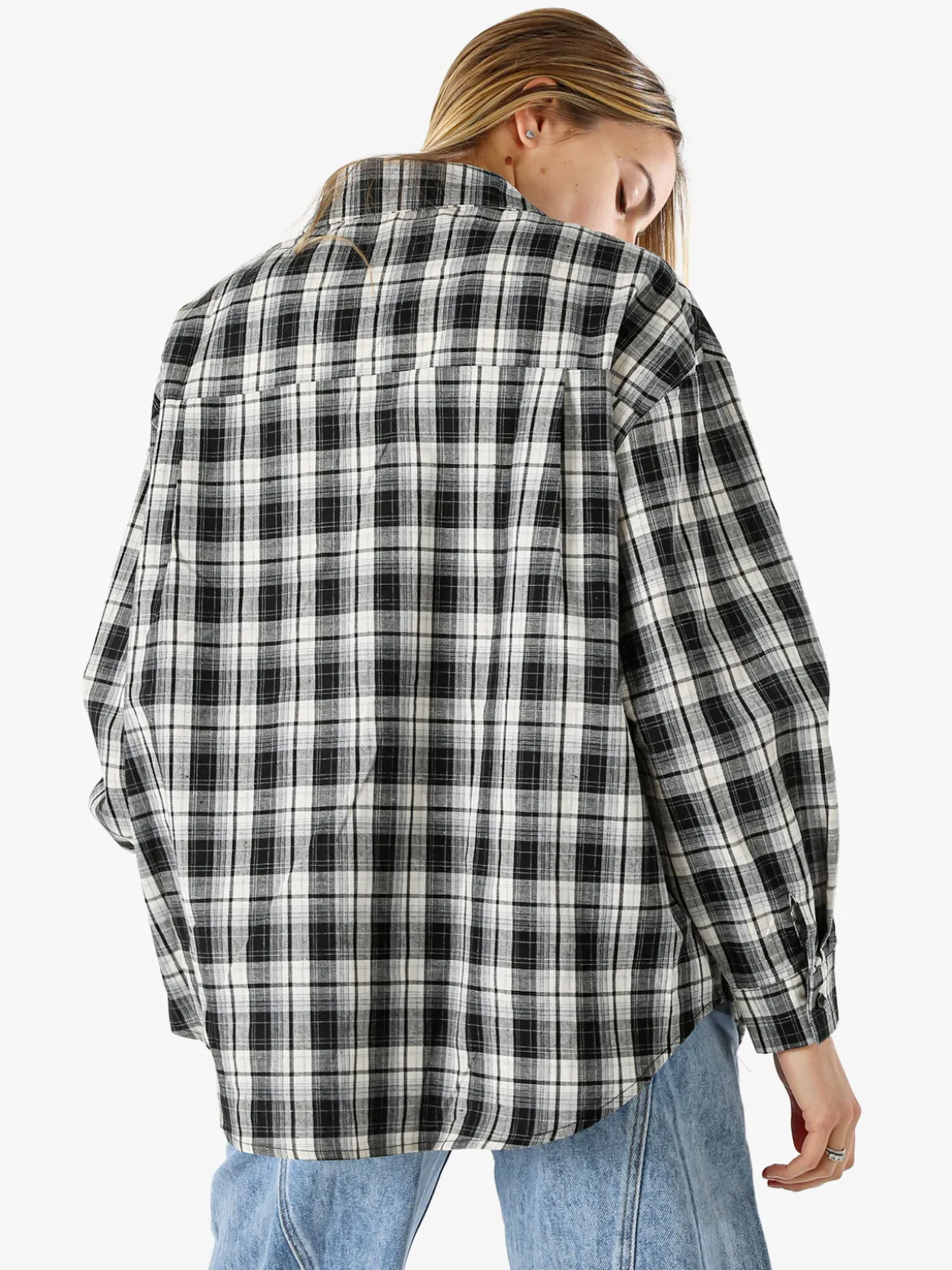 Lissimo Set 2 pezzi camicia oversize a quadri da donna con top coordinato - nero