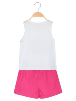 Lollitop Completo corto da bambina con canotta e shorts in cotone - fucsia
