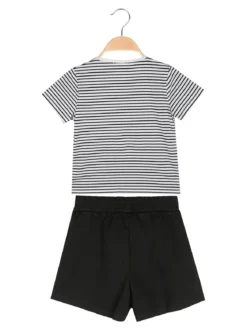 Lollitop Completo corto da bambina con t-shirt rigata con strass e shorts