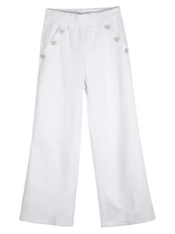 Lollitop Completo 2 pezzi da ragazza con cappuccio e pantaloni a gamba larga - bianco