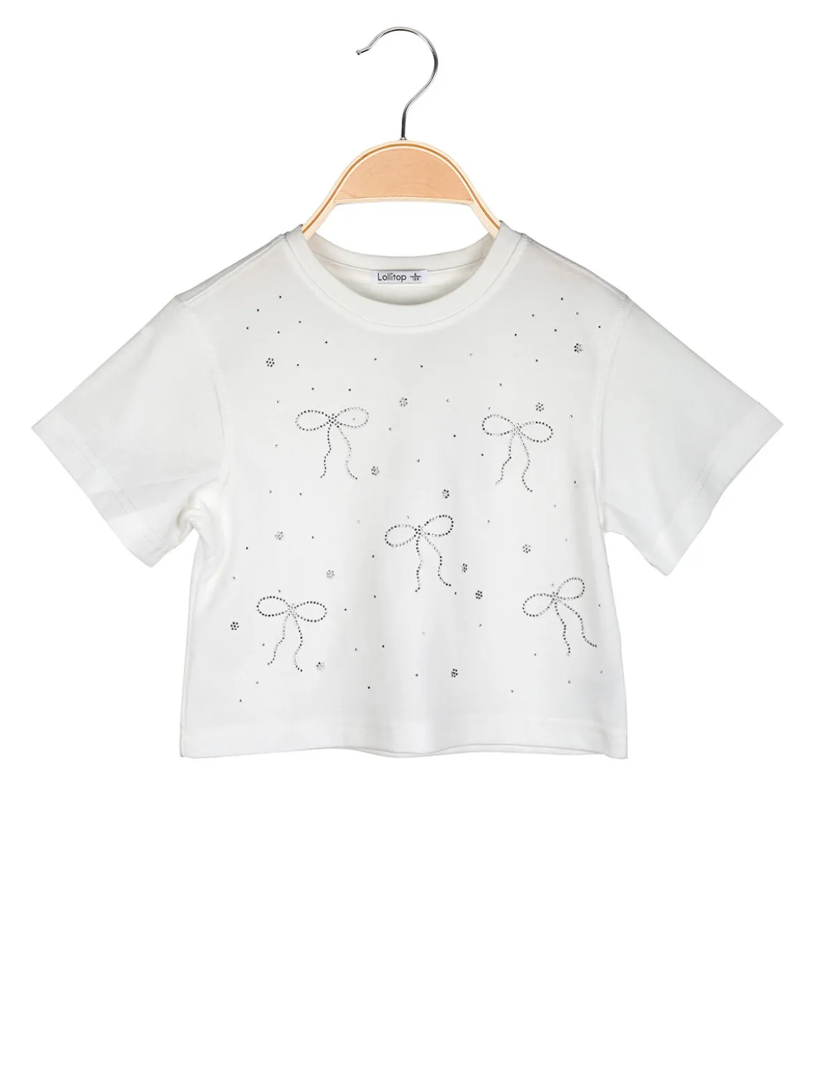 Lollitop T-shirt cropped da ragazza con strass