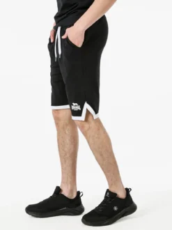 Lonsdale Bermuda sportivi da uomo in cotone con logo - nero