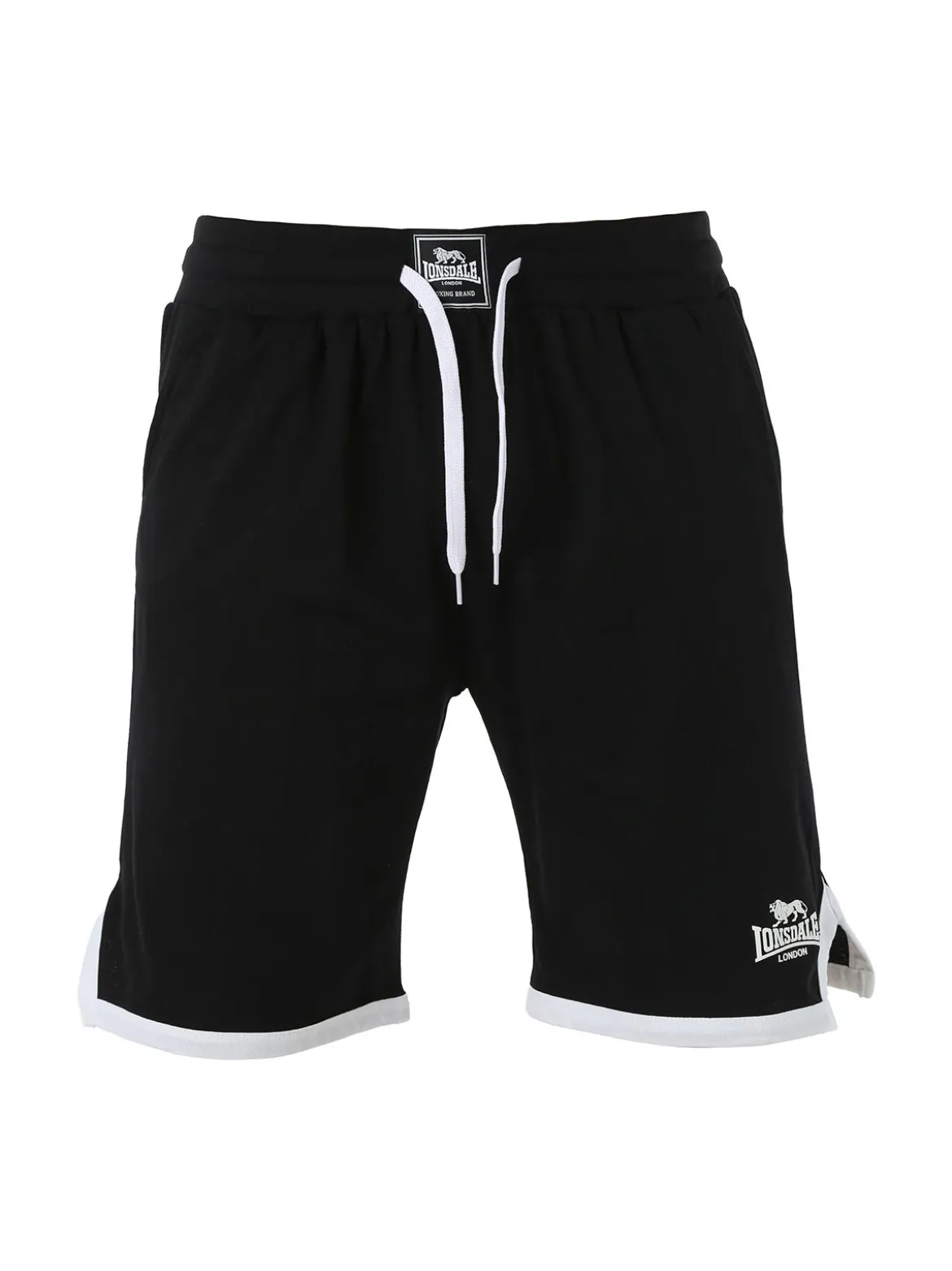 Lonsdale Bermuda sportivi da uomo in cotone con logo - nero