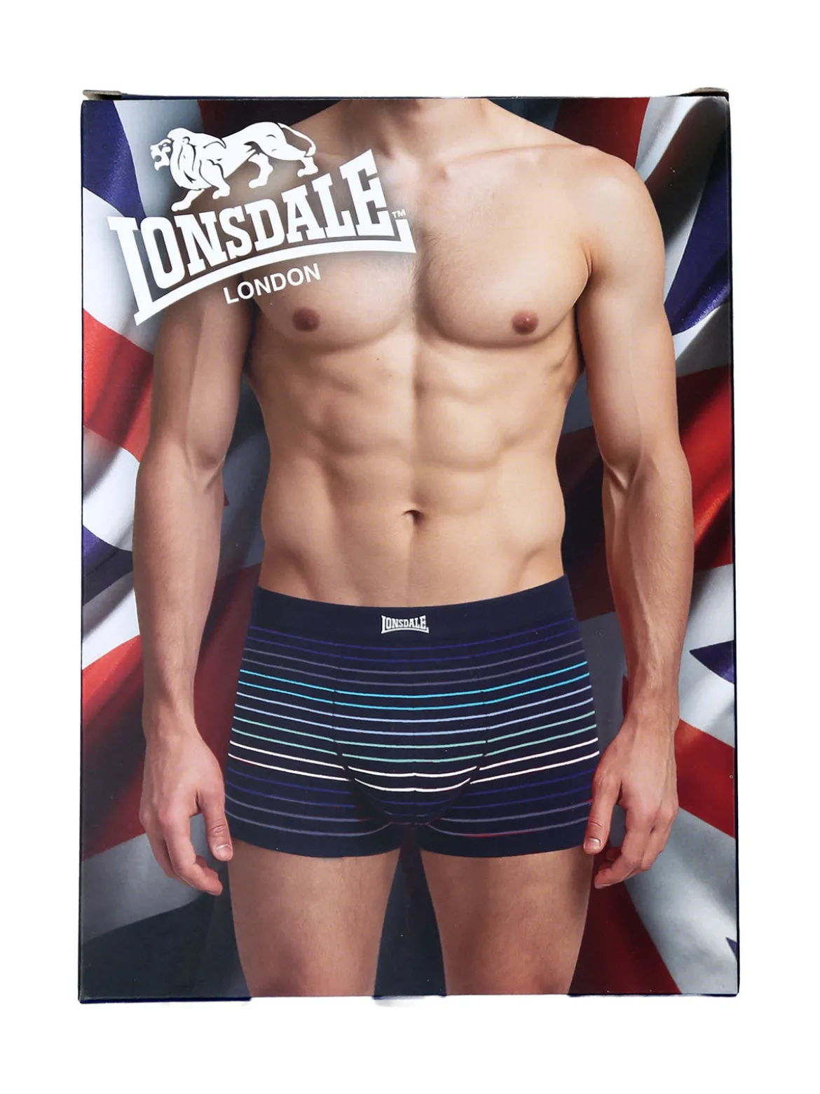 Lonsdale Boxer rigati da uomo in cotone - blu scuro