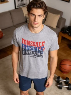 Lonsdale Completo corto da uomo in cotone con scritte