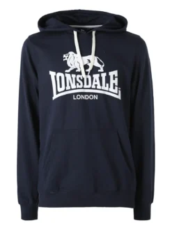Lonsdale Felpa da uomo con cappuccio e logo - blu scuro
