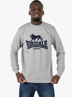 Lonsdale Felpa girocollo da uomo con logo - grigio