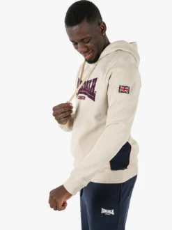 Lonsdale Felpa sportiva da uomo con cappuccio e logo - beige
