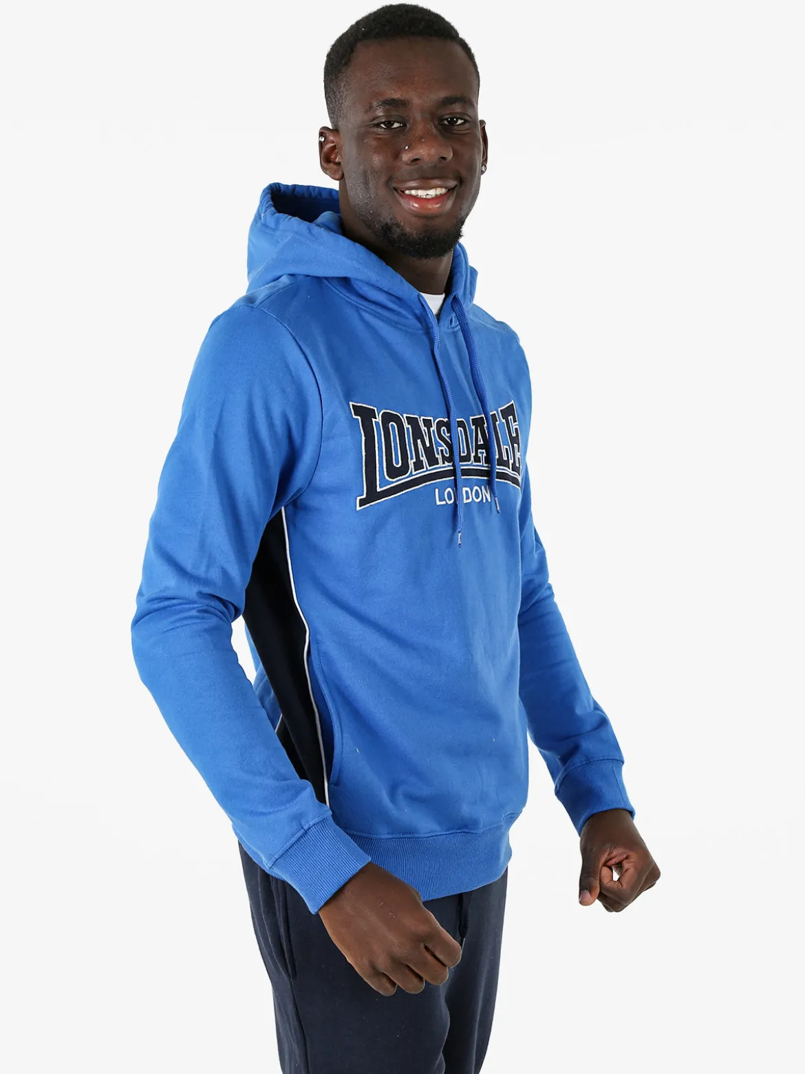 Lonsdale Felpa sportiva da uomo con cappuccio e logo - blu