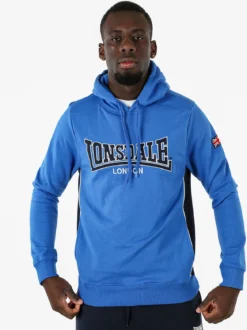 Lonsdale Felpa sportiva da uomo con cappuccio e logo - blu