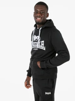 Lonsdale Felpa sportiva da uomo con cappuccio e logo - nero