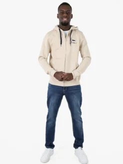 Lonsdale Felpa sportiva da uomo con cappuccio e zip - beige