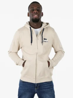 Lonsdale Felpa sportiva da uomo con cappuccio e zip - beige