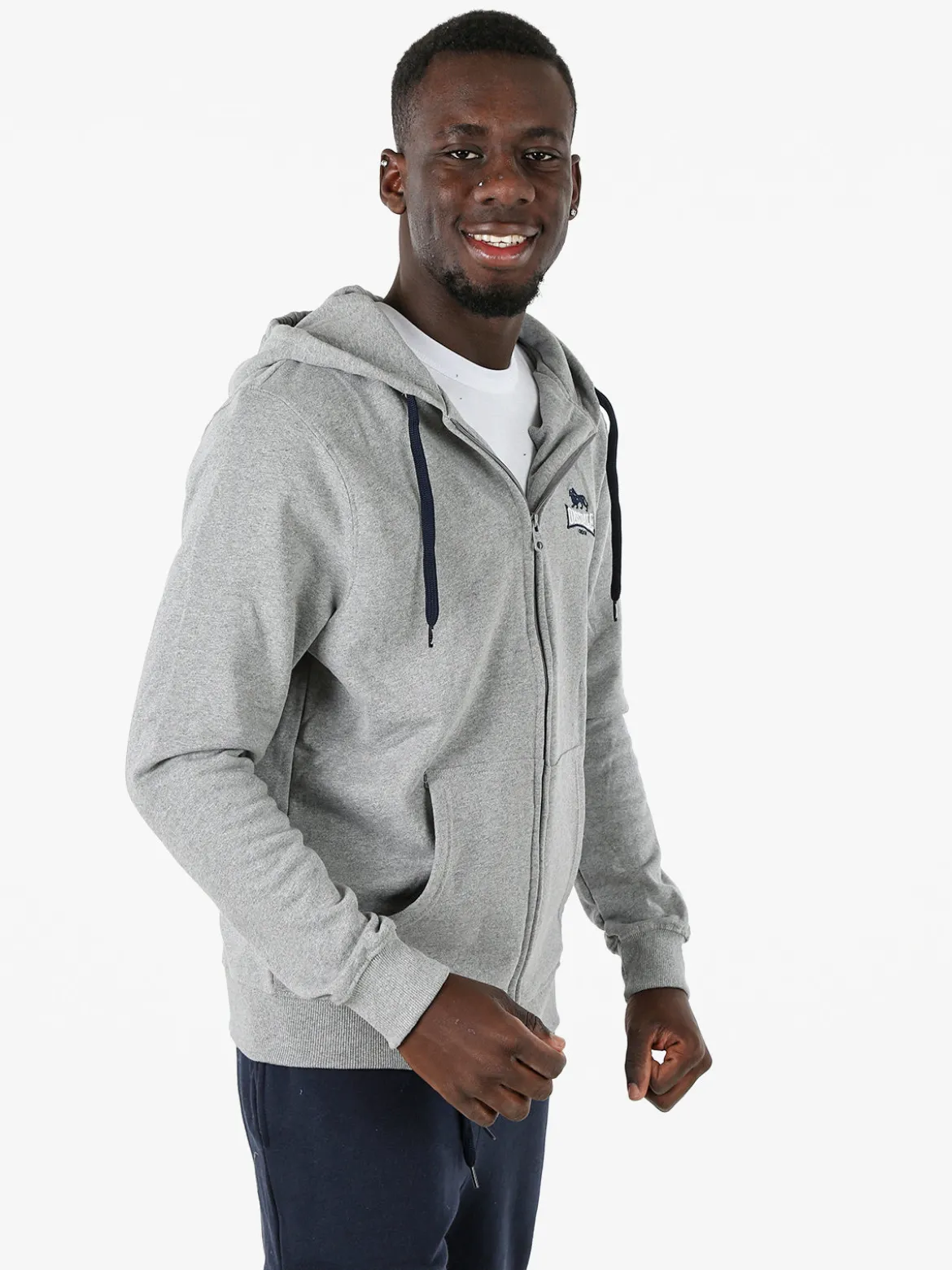 Lonsdale Felpa sportiva da uomo con cappuccio e zip - grigio