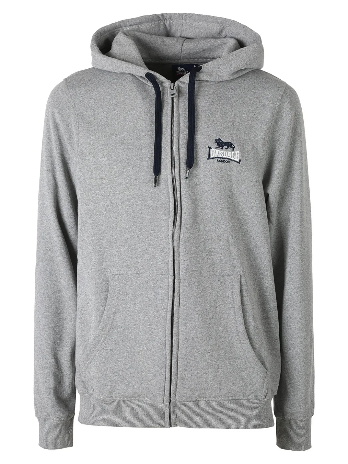Lonsdale Felpa sportiva da uomo con cappuccio e zip - grigio