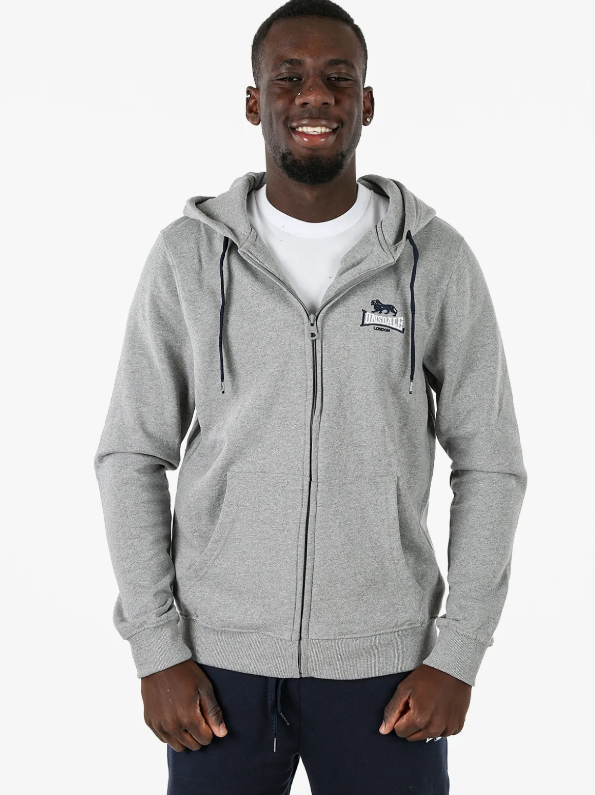 Lonsdale Felpa sportiva da uomo con cappuccio e zip - grigio