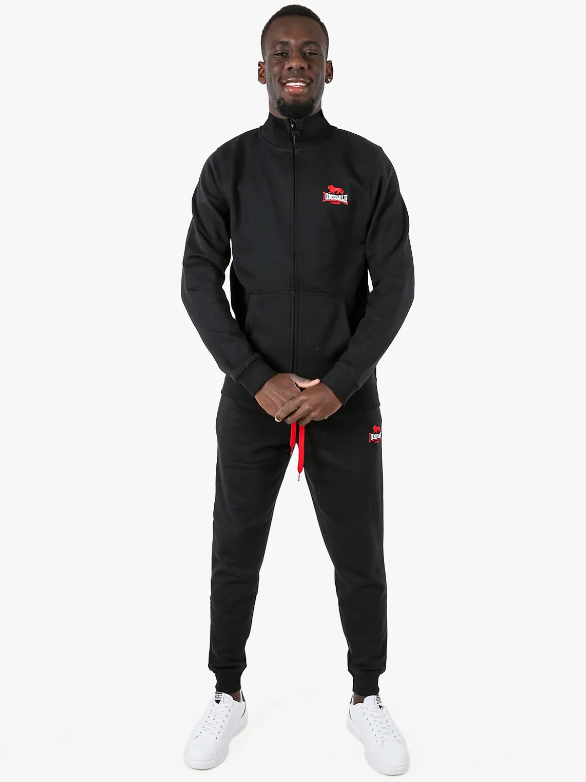 Lonsdale Felpa sportiva da uomo con zip intera - nero