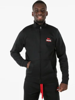 Lonsdale Felpa sportiva da uomo con zip intera - nero