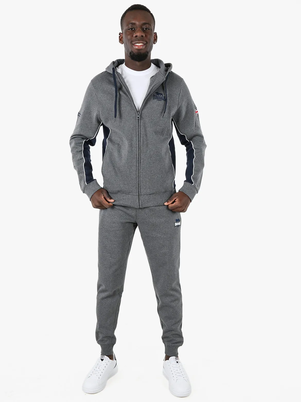 Lonsdale Pantaloni tuta da uomo con coulisse e polsini - grigio