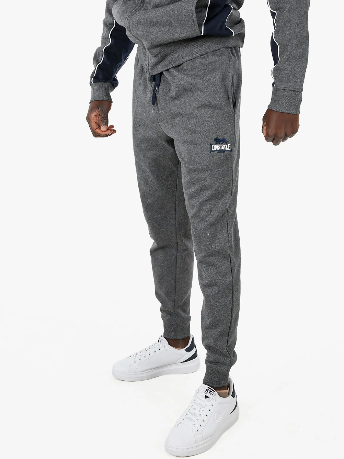 Lonsdale Pantaloni tuta da uomo con coulisse e polsini - grigio