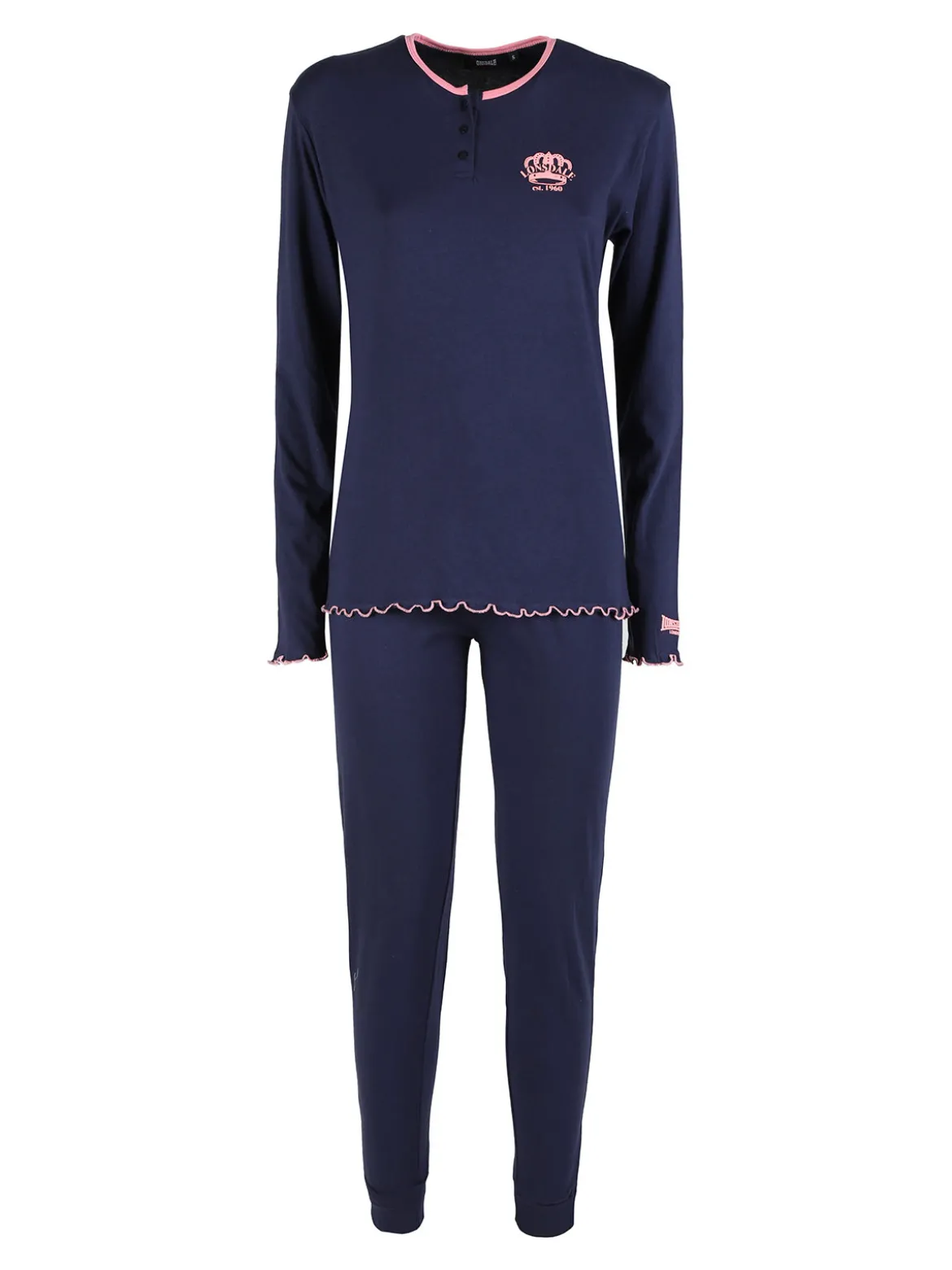 Lonsdale Pigiama lungo da donna in cotone con volant
