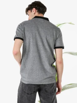 Lonsdale Polo da uomo in cotone a maniche corte con taschino - nero