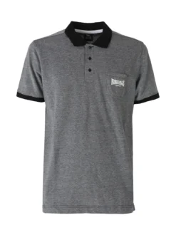 Lonsdale Polo da uomo in cotone a maniche corte con taschino - nero