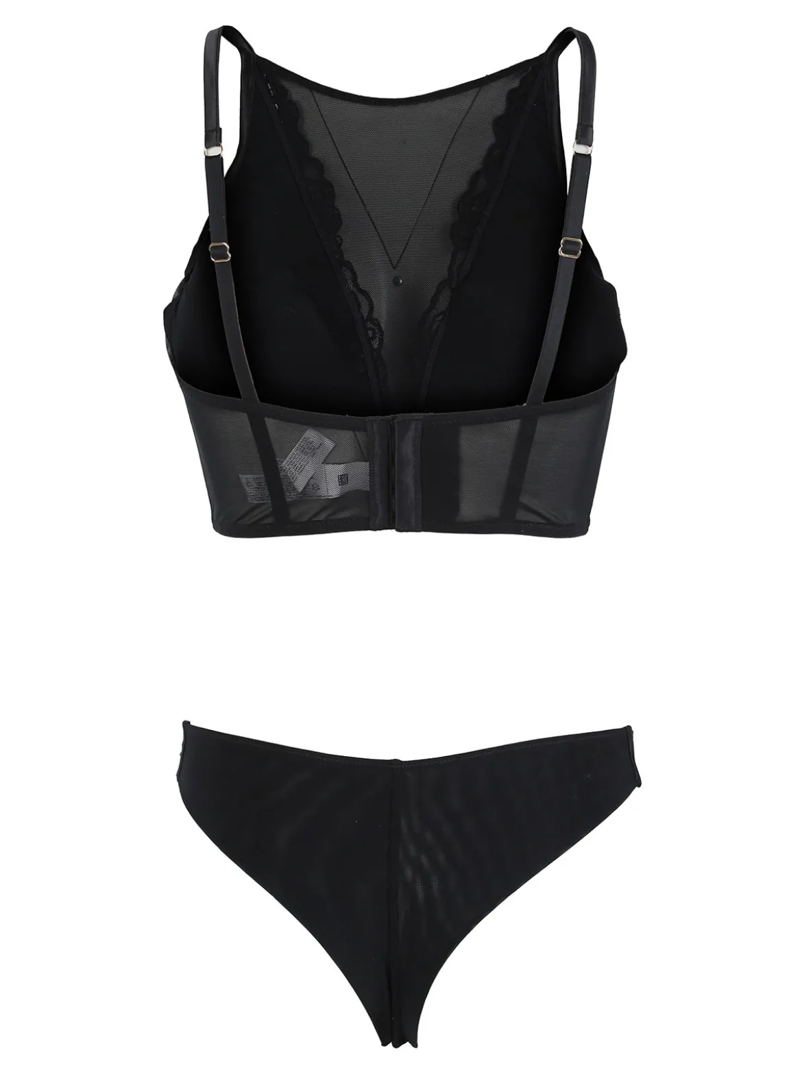 Lormar Broadway coordinato intimo da donna in pizzo e tulle con top bra + brasiliana COPPA B - nero