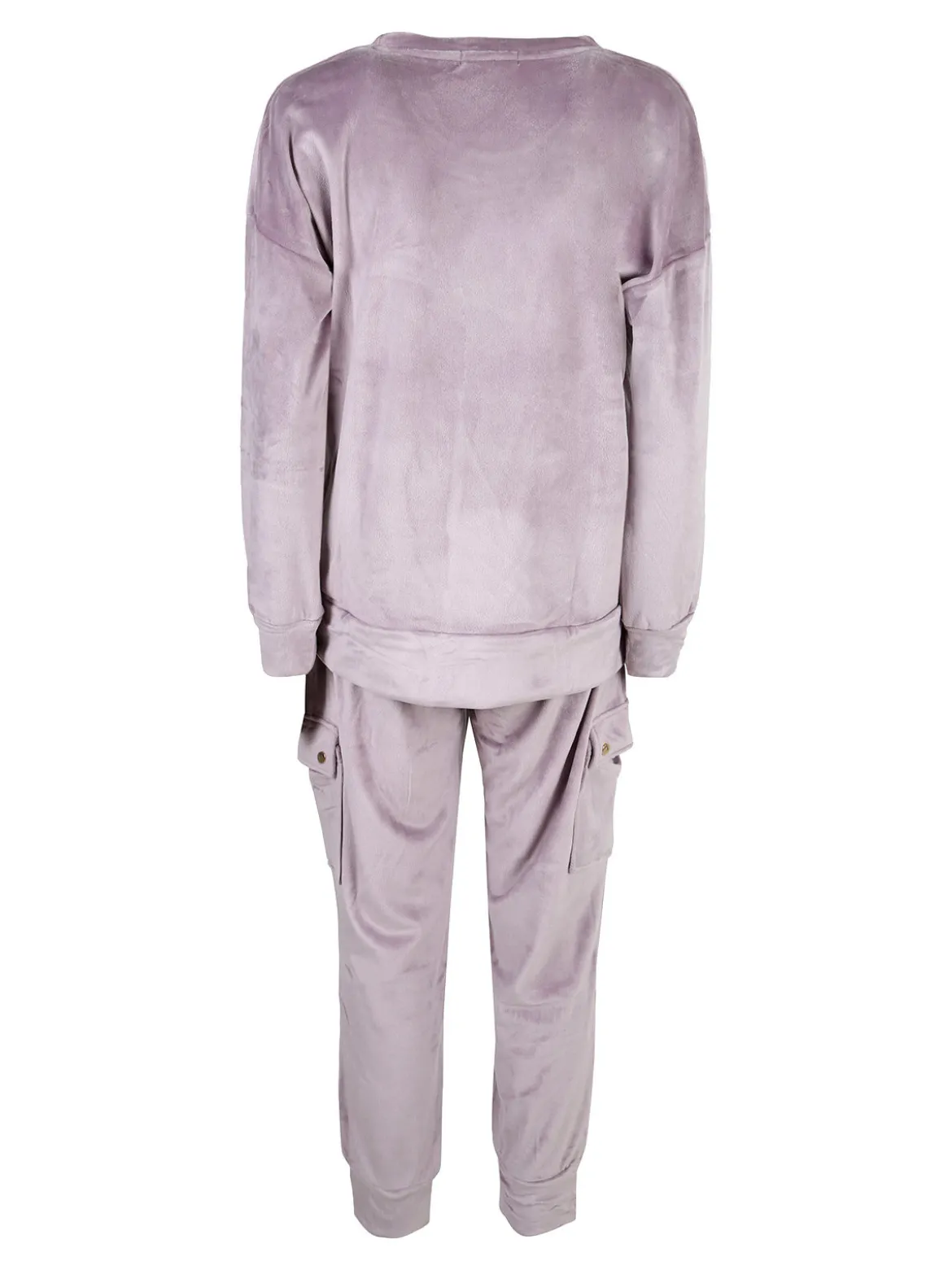 Lormar Completo tuta da donna in ciniglia soft con tasconi - lilla