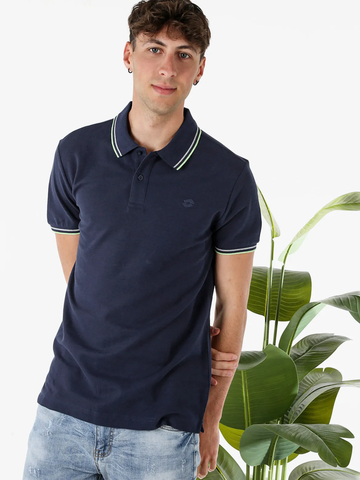 Lotto Polo da uomo in cotone a maniche corte - blu scuro