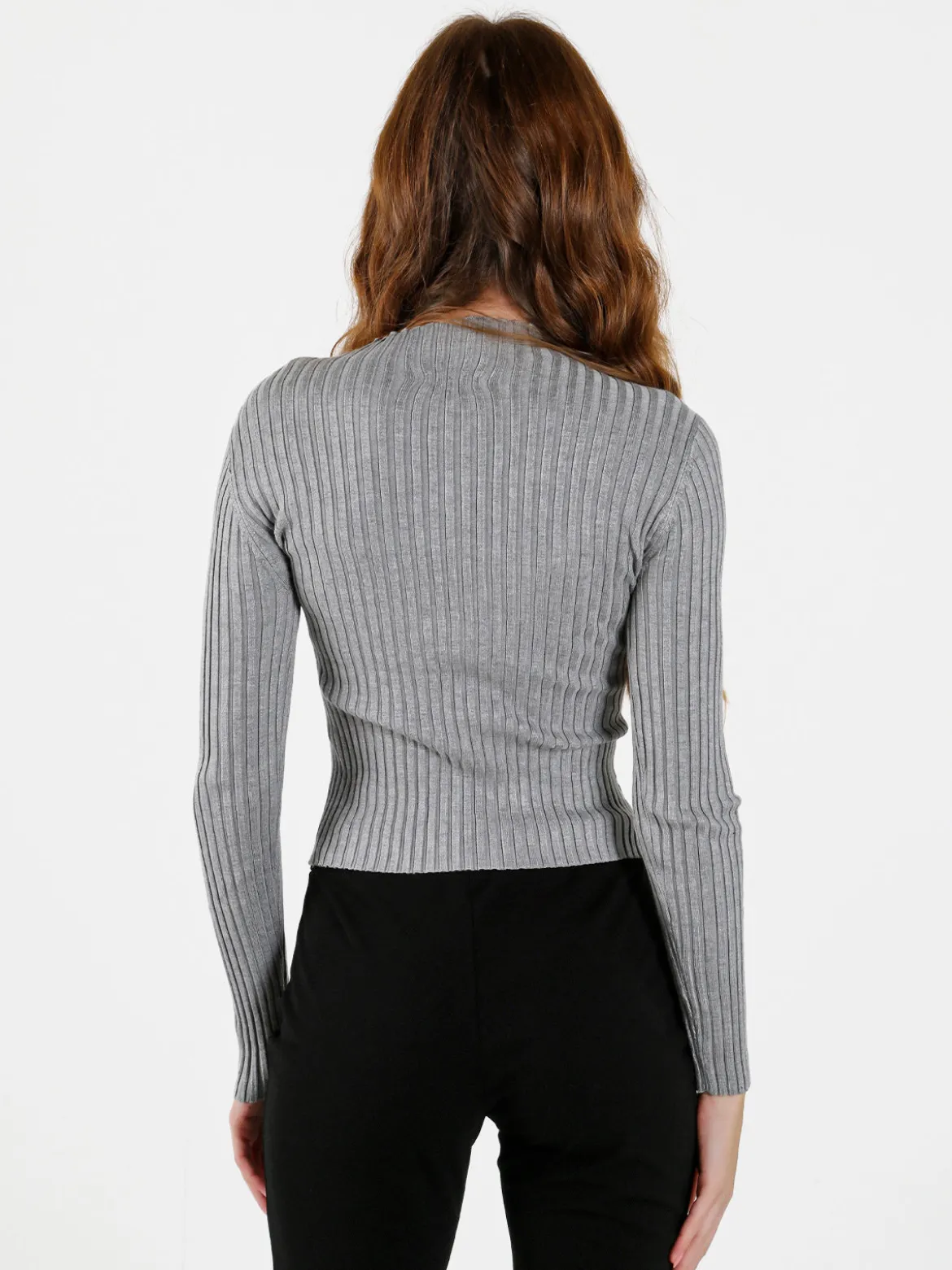 Louise Doro Maglia donna a costine con finale a punta - grigio