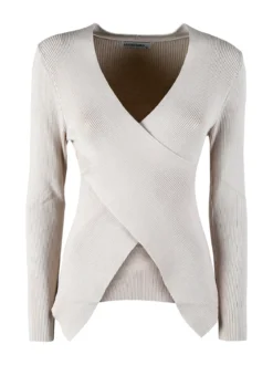 Louise Doro Maglia donna incrociata con finale a punta - beige