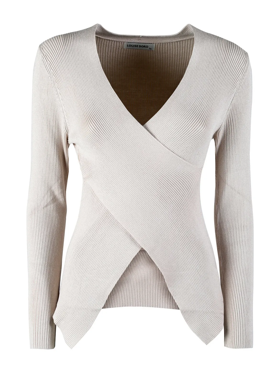 Louise Doro Maglia donna incrociata con finale a punta - beige