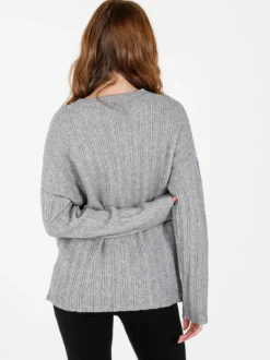 Louise Doro Maglione donna oversize a trecce con strass - grigio